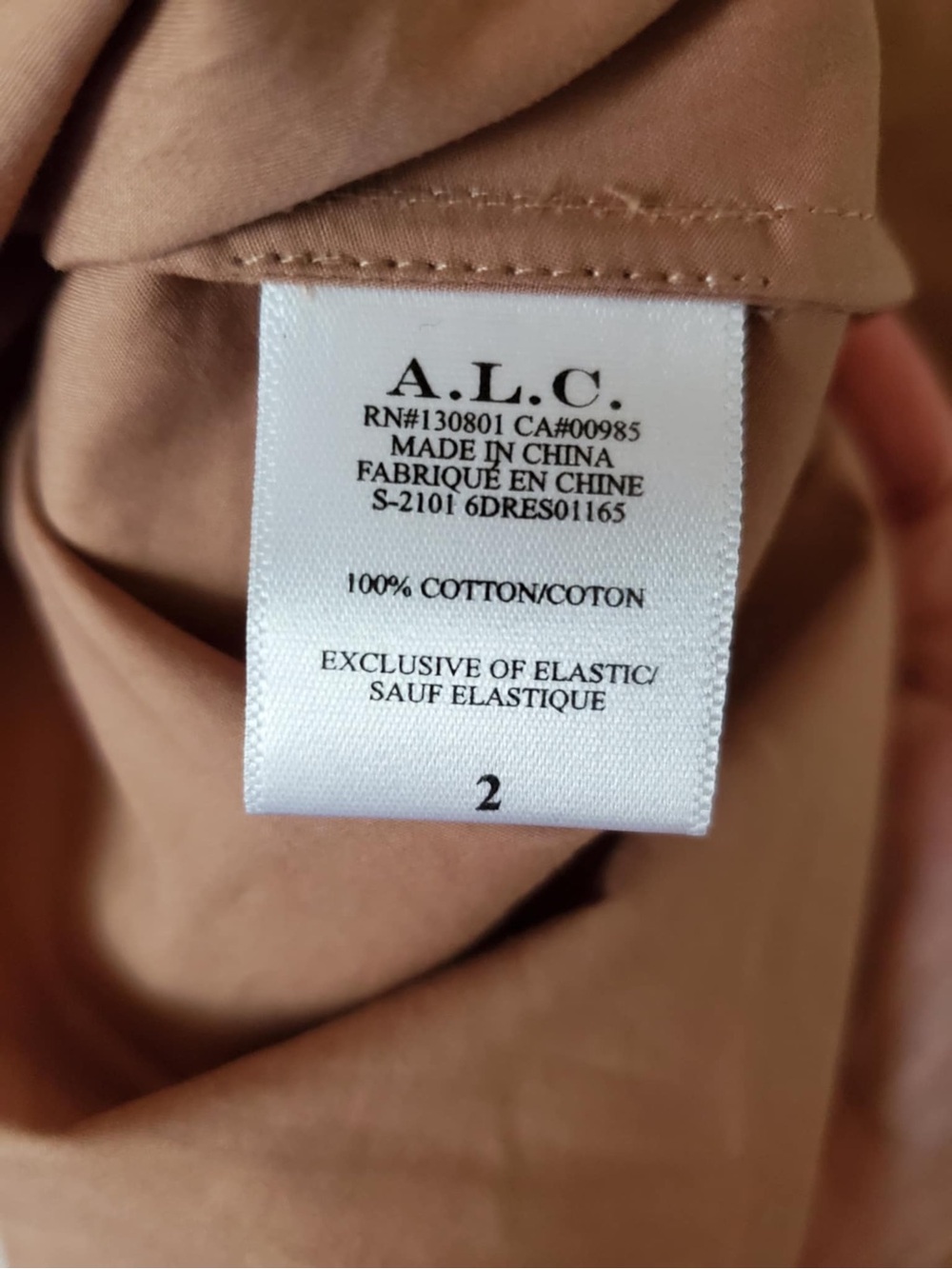 A.L.C. Kora Smocked Puff-Sleeve Dress Tan Size 2 - Picture 4 of 7